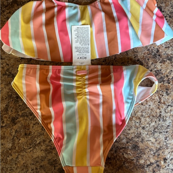 Roxy Kids' Vibrant Striped Bikini Set. NWT - Picture 5 of 6